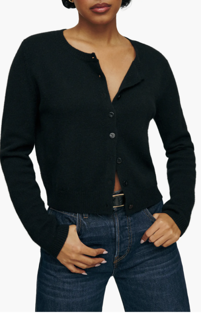 Classic cashmere and wool crew cardigan sweater for luxury gift